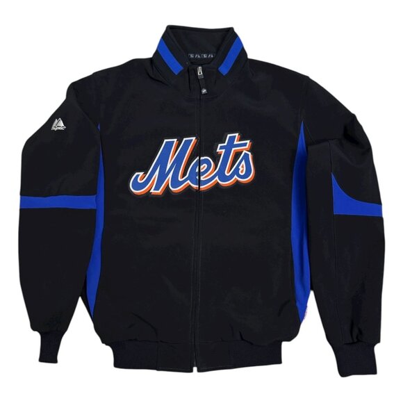NEW YORK METS Majestic Vintage Y2K MLB Baseball Bomber Jacket Mens Medium - Picture 1 of 7